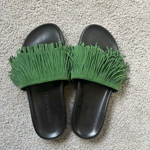 Marion Parke. Brand new Green fringe slides. Size 37 (US size 6 1/2-7).